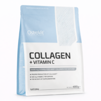 OstroVit Collagen + Vitamin C pruža 9500 mg hidrolizovanog goveđeg kolagena i 500 mg vitamina C po porciji za podršku koži, kosi, noktima, zglobovima i prirodnoj sintezi kolagena.