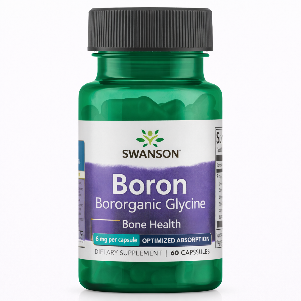 Swanson Boron 6 mg podržava zdravlje kostiju, hormonski balans i optimalnu apsorpciju minerala.